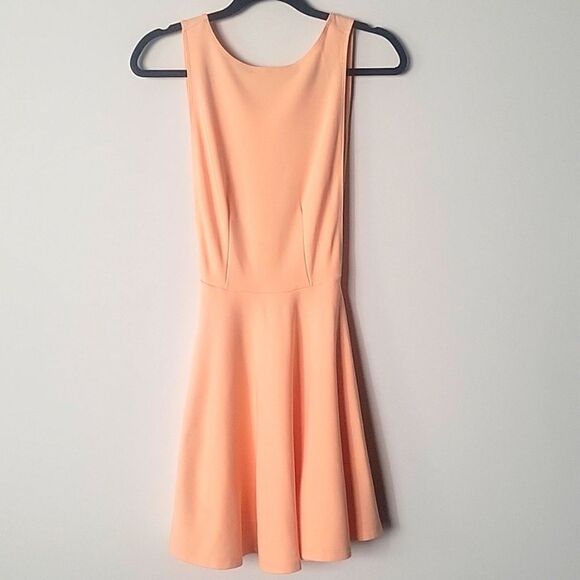 NEW American Apparel Peach Orange Y2k Skater Mini Fit Flare Dress S Indie Sexy - Picture 2 of 16